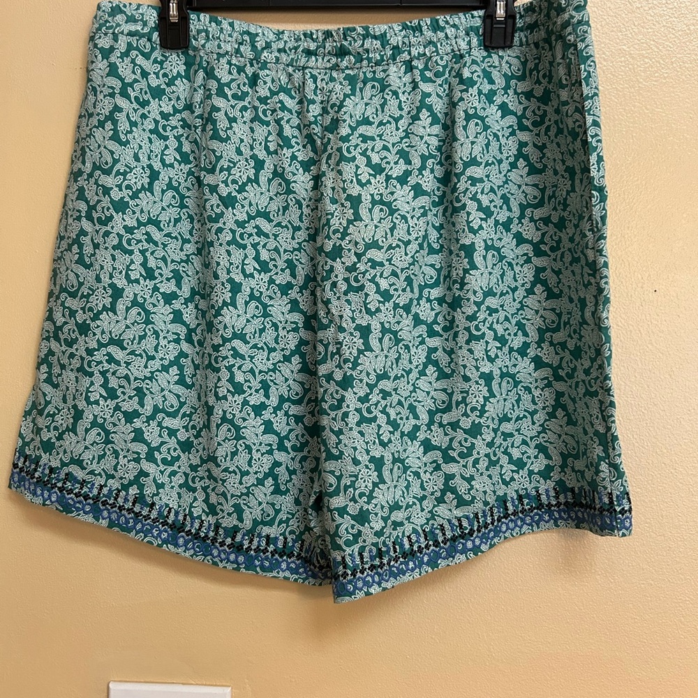 J Jill Size 2X Floral Floral Linen Blend Shorts - Picture 2 of 2